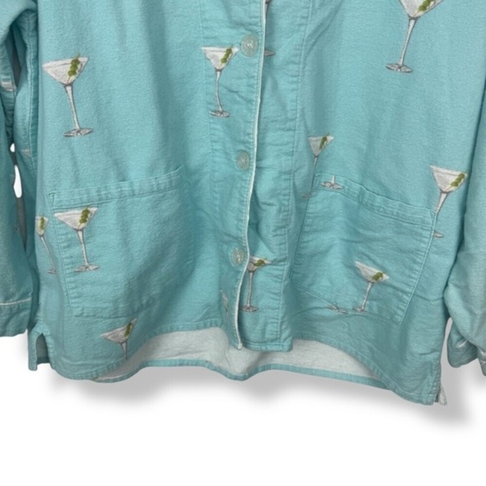 PJ Salvage Pajama Set Womens Size Large Flannel Martini Print Cozy Lounge Sleep - Picture 13 of 14